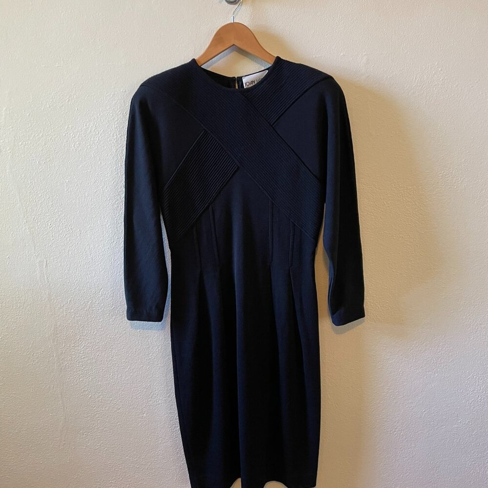 JOAN LESLIE VINTAGE BLACK KNIT DRESS. SIZE SMALL